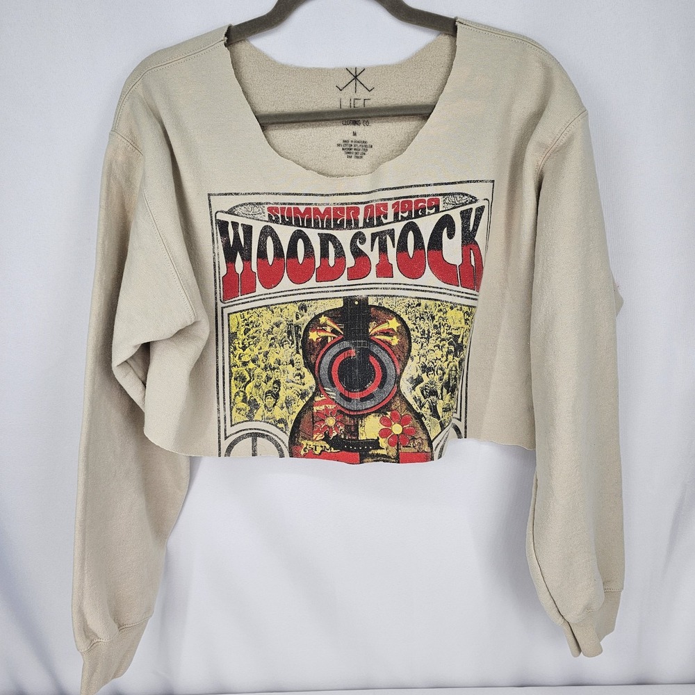 Customized! Life Clothing Co‎ Woodstock 69 Sweatshirt Sz M Beige See Description